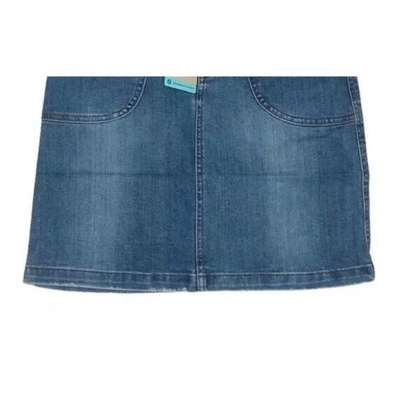 NWT prAna Broadway Denim Mini Jean Skirt Zipper Patch Pockets 2 True Blue #3228 - Picture 10 of 14